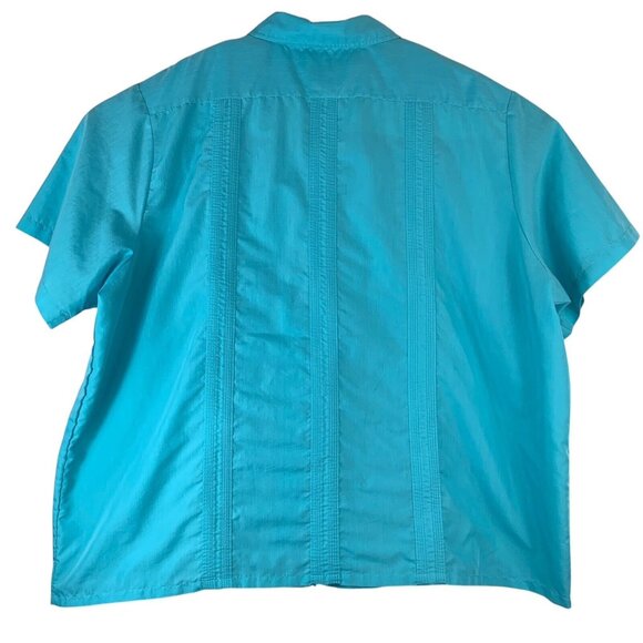 Vintage Mens Shirt Size 3X Light Blue Zip Front White Stitching Genuine Haband - Picture 2 of 6